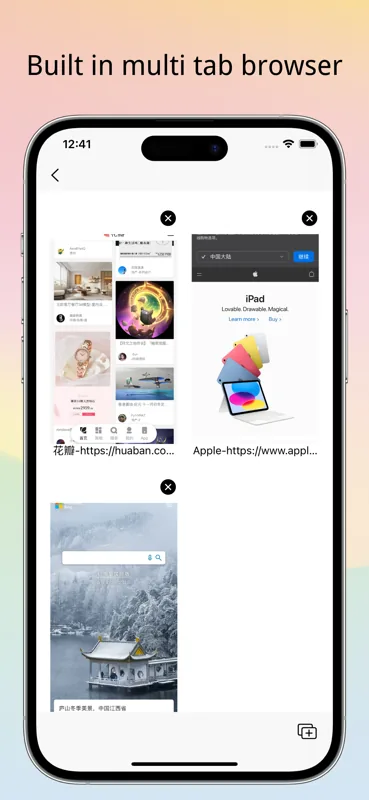 Private Album built-in multi-tab browser screen